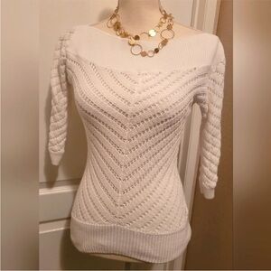 White House Black Market White Knit Sweater XS